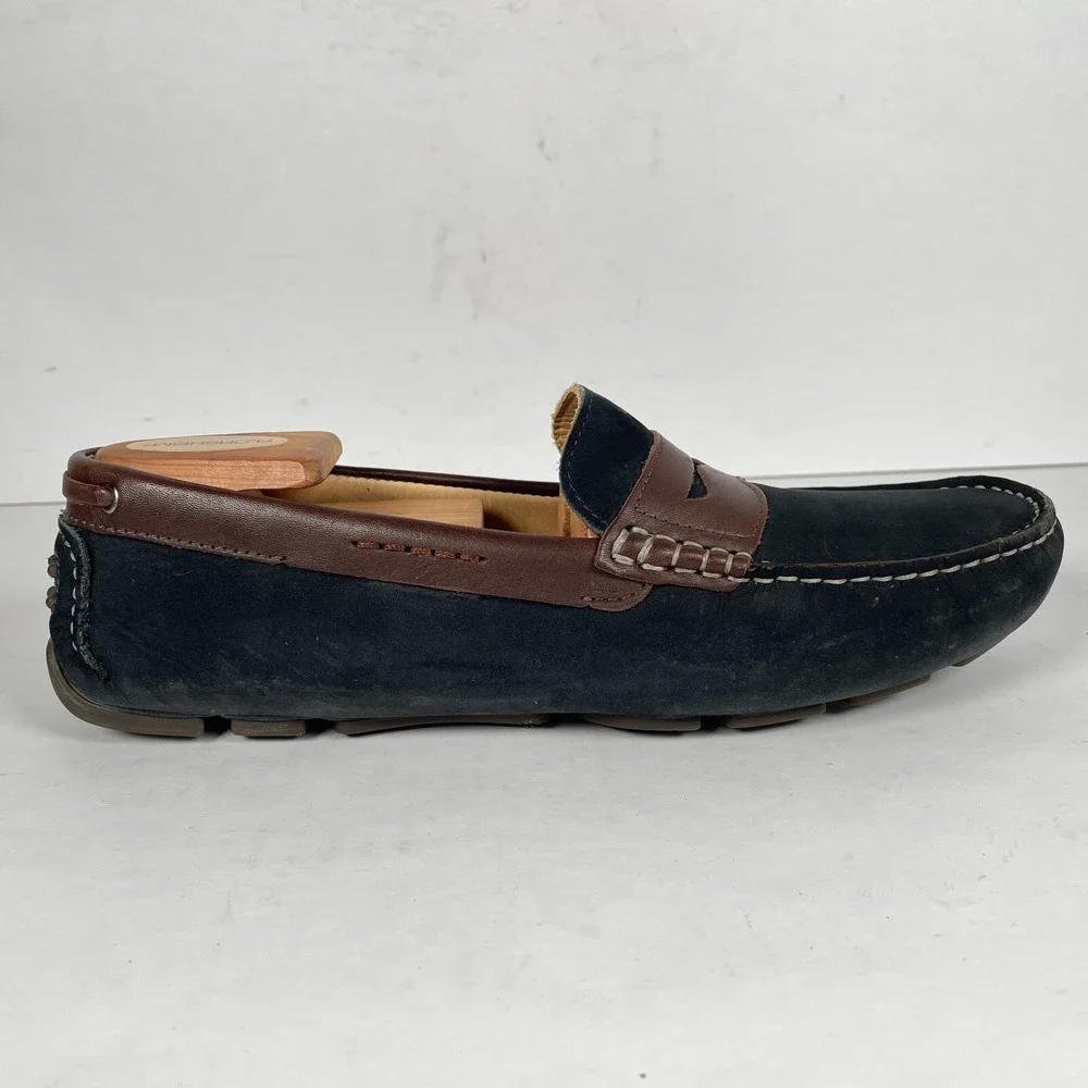 G.H. Bass Monte Penny Loafers Mens Size 8 M Navy Blue Nubuck Driving Shoes